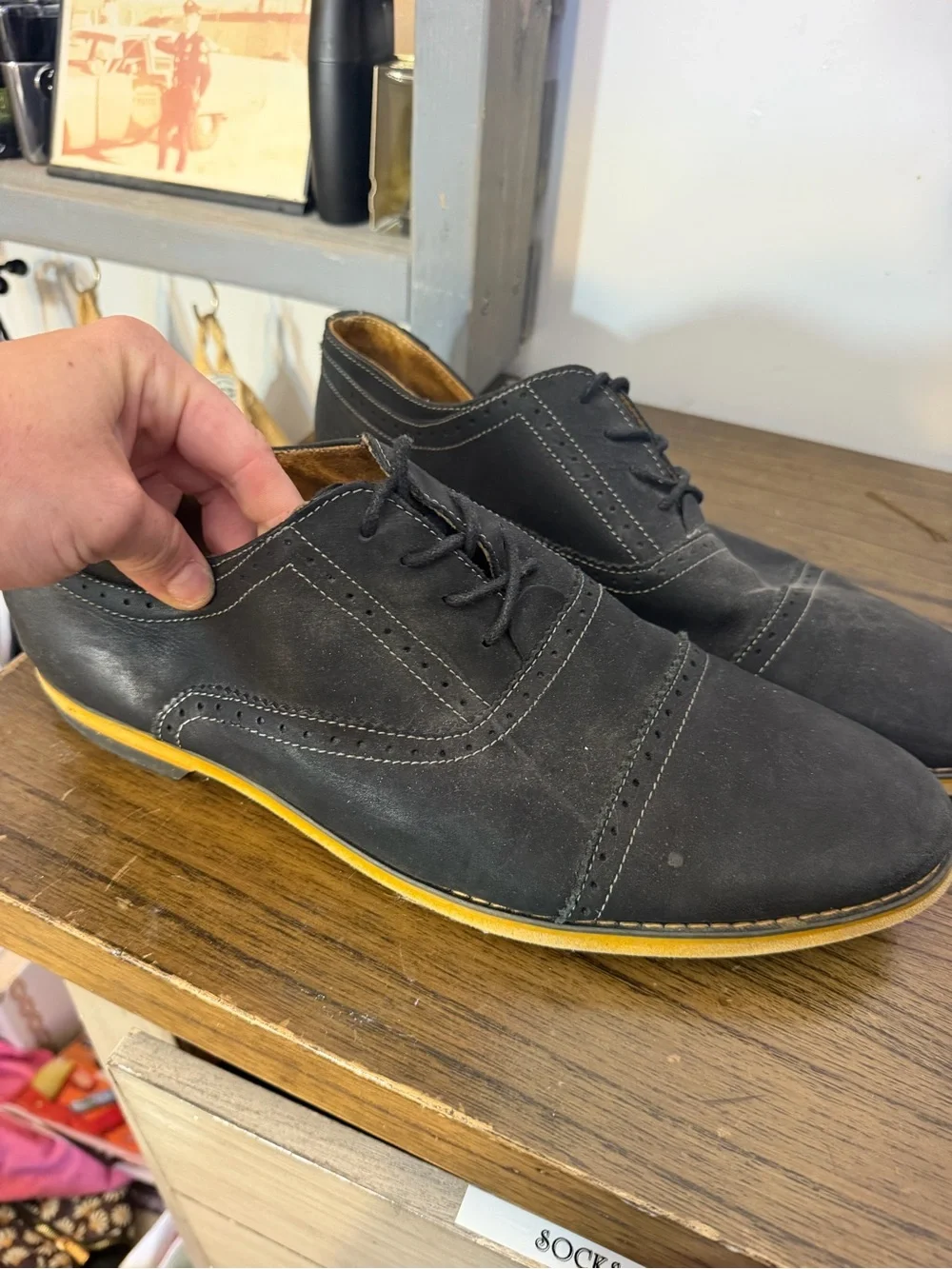 Steve Madden Black Oxford with Tan Crepe-Style Sole